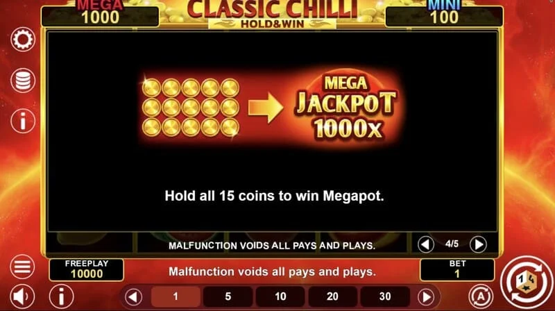 Classic Chilli Hold & Win - sticky symbols in the hold round